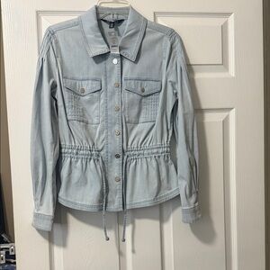 White House Black Market Light Blue Jean Jacket